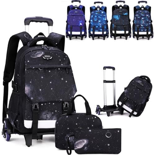Trolley School Bag 6 Wheel Staircase Primary Secondary School Backpack Boy Waterproof Kids Bag Wheeled Large Size Space ZR5102