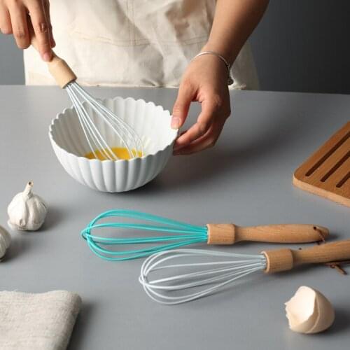 Nordic Style Silicone Beech Wooden Handle Whisk Egg Beater Bristles Oil Brush Bake Cooking Kitchen Accessories For Cake Bread