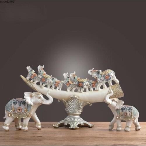 Modern Resin Carving Ivory Elephant Crafts Living Room Wine Cabinet Decoration Exquisite Animal Sculpture Luxury Home Decoration
