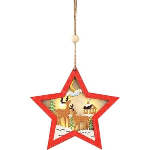 Christmas Tree Decorations Christmas Tree Hanging Ornaments Glowing Wooden Christmas Tree Pendant Layout Decorations