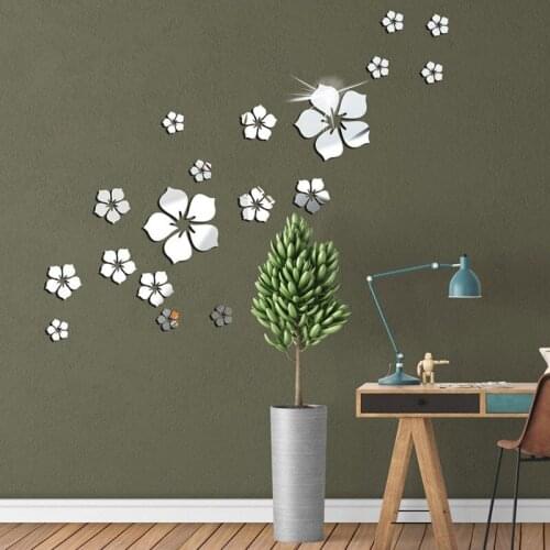 Flower Shape Sticker Acrylic Mirror Environmental Protection Wall Sticker Kitchen Bedroom Living Room Wedding Decoration