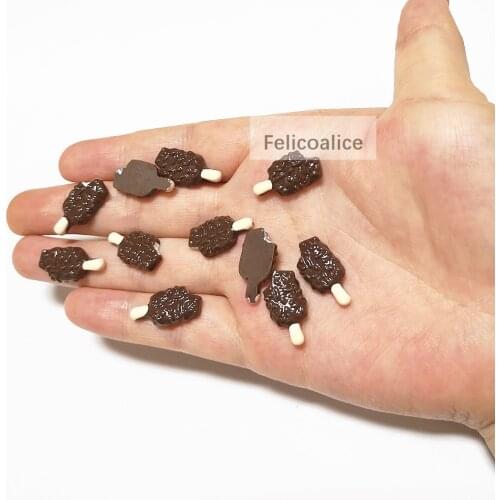 100pcs 20*10mm Resin Cute Chocolate Ice Cream Flatback Bottom Cabochons DIY Crafts Mobile Phone Case Accessories