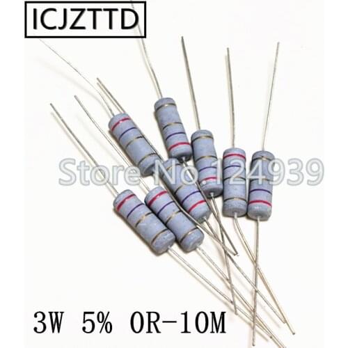 200pcs/bag 3w 5% 3W Carbon Film Resistor 5% 220K 240K 270K 300K 330K 360K 390K 430K 470K 510K 560K 620K 680K 750K 820K 910K 1M