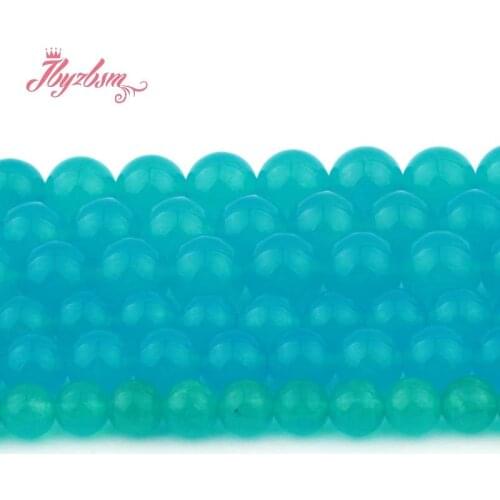 6,8,10mm Smooth Round Beads Ball Peacock Blue Jades Stone Beads For DIY Necklace Bracelats Jewelry Making Loose 15"Free Shipping