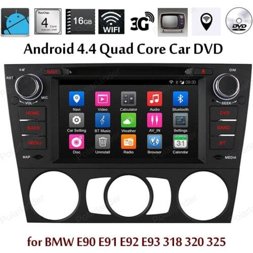 Android4.4 Car DVD Quad Core Support BT 3G WiFi GPS Mirror Link DAB TPMS For For BMW E90/E91/E92/E93/318/320/325 FM AM radio