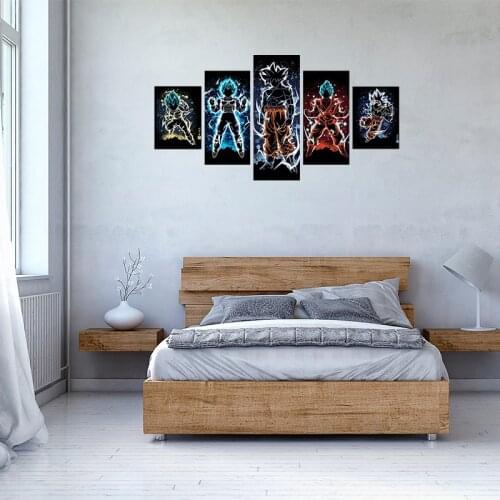 Anime Dragon Ball Poster No Framed 5 Panel Goku Saiyan Wall Picture Canvas Painting Mural Bedroom Living Room Home Decoration