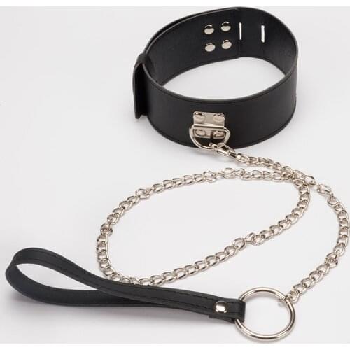 Bdsm Bondage Restraint Fetish Bondage Collar Chain Pu Leather Slave Adult Games Femdom Traction Chain Erotic Toys For Couples
