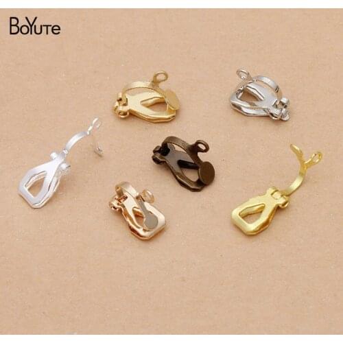 BoYuTe (200 Pieces/Lot) 12MM Metal Brass No Pierced Ear Clip with Loop Diy Earrings Accessories Wholesale