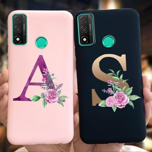 Fashion Flower Letters Alphabet Case For Huawei P Smart 2019 2018 2020 2021 Plus TPU Soft Covers For Huawei P Smart Z Phone Case