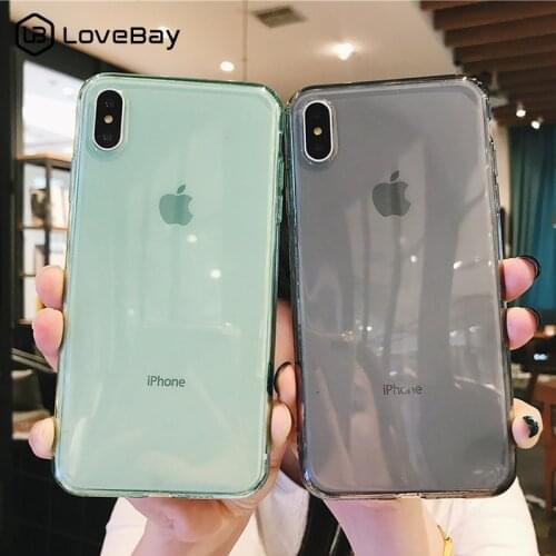 Lovebay For iPhone 7 Phone Case Clear Solid Candy For iPhone 11 12 Pro XS Max 6s 7 8 Plus SE 2020 X XR Soft TPU Silicone Cover