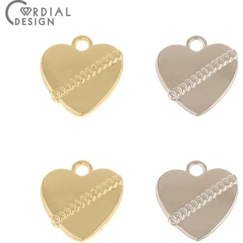 Cordial Design 100Pcs 14*15MM Jewelry Accessories/Heart Shape/Earring Pendants/Hand Made/Jewelry Findings Components/DIY Charms