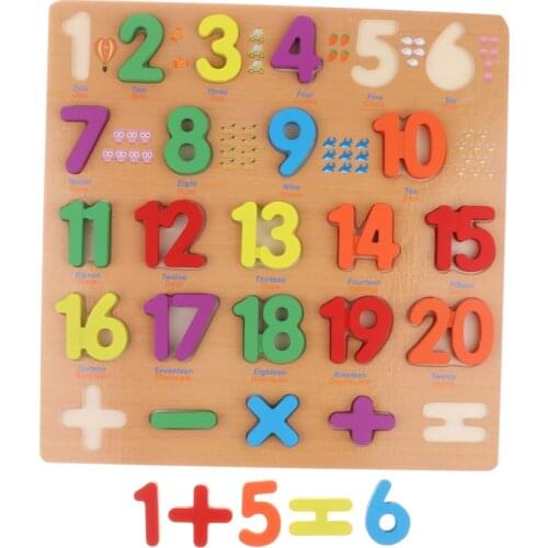 Wooden 1-20 Numbers Jigsaw Puzzle Board Early Math Learning Educational Toy