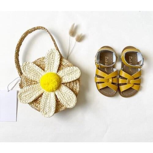 Childrens straw daisy small bag chic style woven bag concave shape straw bag handbag flower handbag