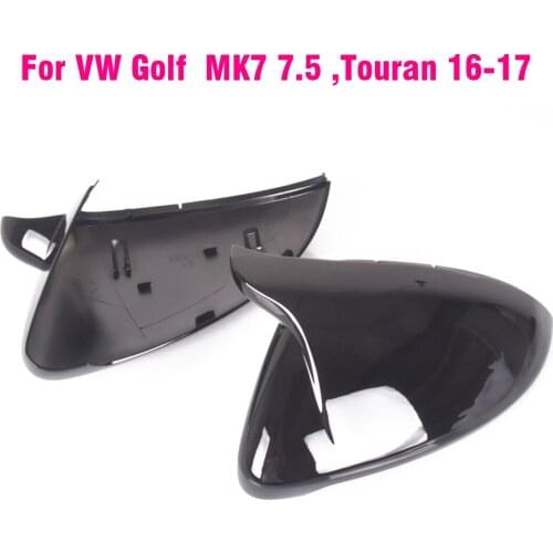 For VW Golf 7 MK7 7.5 GTD R GTI Touran L E-GOLF Side Wing Mirror Cover Caps Bright Black Rearview Mirror Case Covers