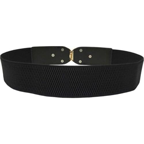 PU Leather Elastic Wide Belt Women Stretch Thick Waist Belt for Dress Plus Size 1PC