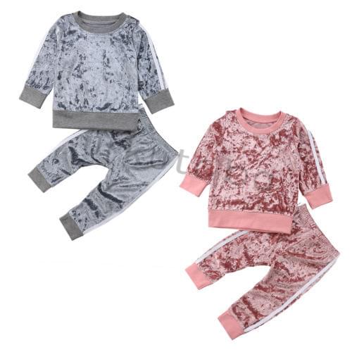 Emmababy 2Pcs Kids Baby Boys Girls Sports Casual Velvet Autumn Suit Outfits Set