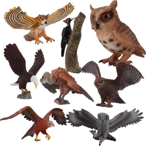 Birds Figures, 8pcs Realistic Bird Toys Set, Simulated PVC Bird Owl Eagle