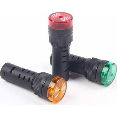 AD16-16SM 16mm 12V 24V 110V 220V Flash Signal Light Red warning Buzzer Beep Alarm plastic Indicator Red Green