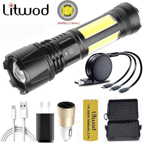 XHP90.2 4-core Tactical High Quality Led Flashlight 18650 26650 Battery Usb Rechargeable Torch Zoomable Lantern for Camping