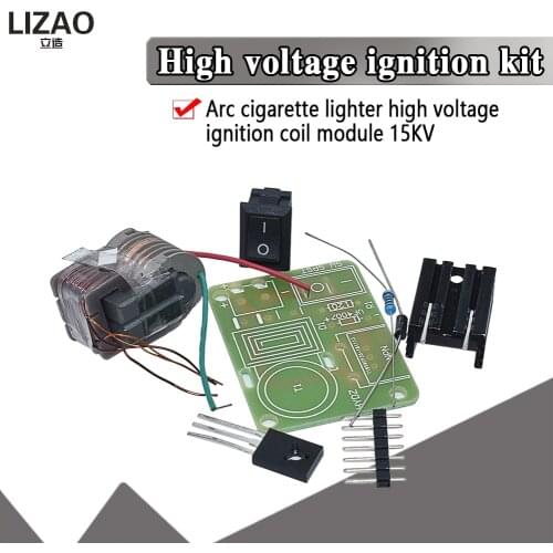 15KV High Frequency DC High Voltage Arc Ignition Generator Inverter Boost Step Up 18650 DIY Kit U Core Transformer Suite 3.7V