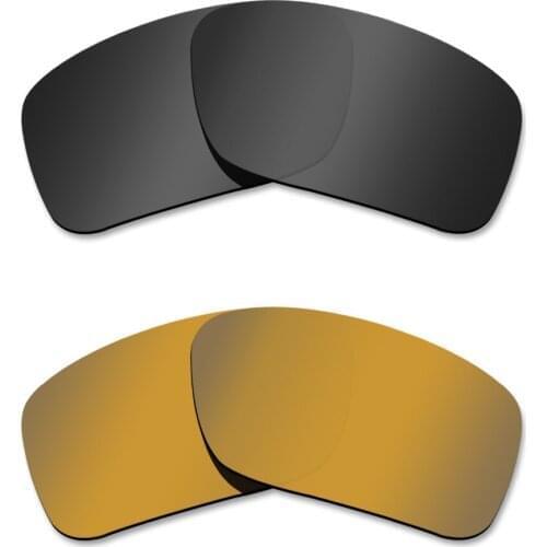 Glintbay 2 Pairs Polarized Sunglasses Replacement Lenses for Oakley Si Ballistic Det Cord Stealth Black and Bronze Gold
