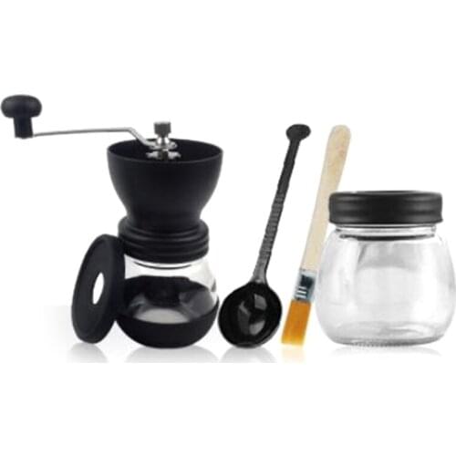 HGHO Portable Coffee Grinder Hand with Adjustable Set Conical Ceramic Burr Grinder Stainless Steel Coffee Mill for Espresso