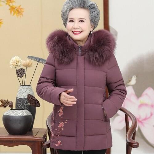 Jacket women winter fashion ethnic style middle-aged mother thick parka cotton clothes grandma plus size
