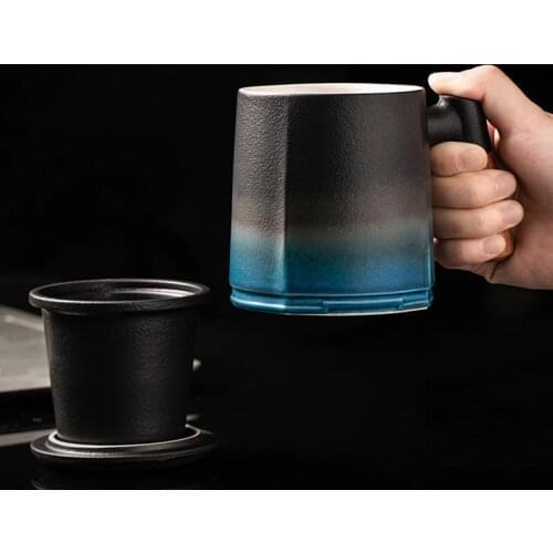 LUWU Japanese Ceramic Tea Cup with Infuser and Lid 350ml