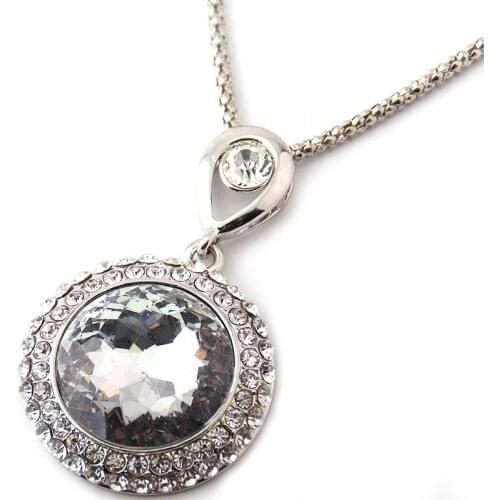 MOODPC Free shipping Rhodium Plated Alloy Fashion shiny white big crystal Necklace for women holiday gift