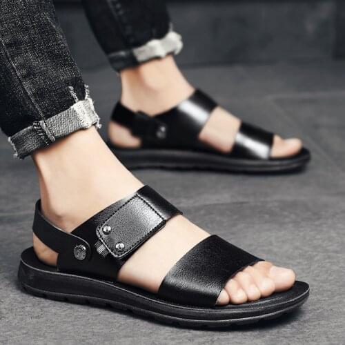 Mens New Summer Mens Open-toed Sandals Fashion Trend Beach Shoes Slippers Mens Sandals Mens Sandals Summer Leather Sandals