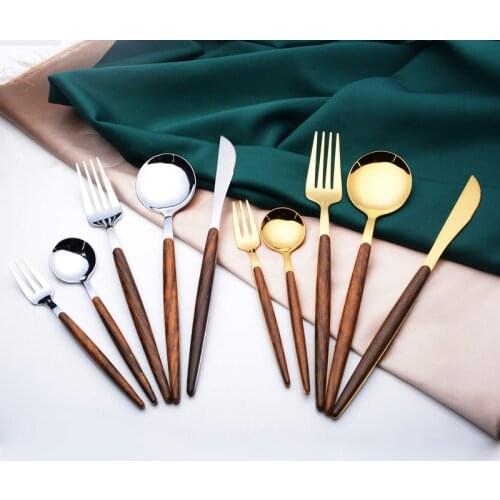 Hot Stainless Steel Dinnerware Set Gold Cutlery Spoon Fork Knife Western Cutleri Silverware tableware Set Supplies