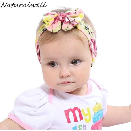 Naturalwell Baby Girl Cotton Headwrap Big Bow Flower Turban Headband For Child Top Knot Headbands 1pc HB506