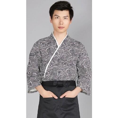 New japan sushi clothing unisex cotton Japanese food service uniform cloud pattern chef