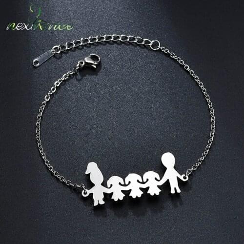 Nextvance 2018 New Arrive Gold Family Bracelet Stainless Steel Dad Mom Three Girls Love Chain Bracelets For Women Mother Gifts