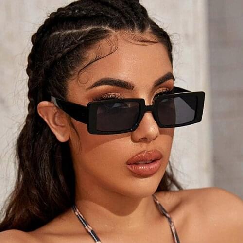 Candy Color Vintage Wide Frame Women Sunglass Small Rectangle Sunglasses Summer Female UV400 Lens Trendy Eyewear Wholesale