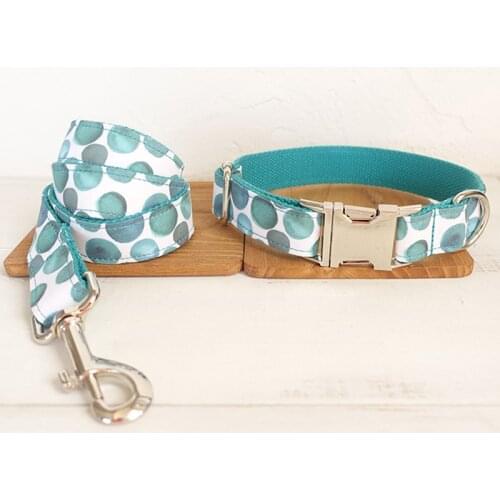 Personalized Dog Collar and Leash Set Fabric unique folk style Pet ID Tag Dog Collars