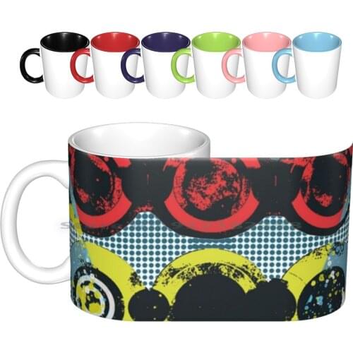Foam Cassette Ceramic Mugs Coffee Cups Milk Tea Mug Cassette Summer Spring Cool Circle Pattern Vintage 80 S Music Fashion