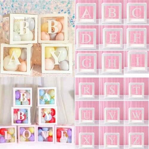 Baby Shower Decorations Boy Girl 30cm Transparent Box First 1st Birthday Party Decorations Kids Name Customize Balloon Box