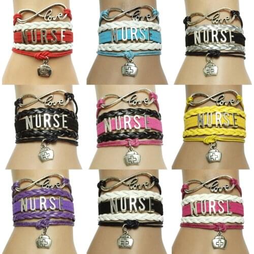 Drop Shipping Nurse Bracelet- Best Career Job Professional Workers Friendship Leather Braided Gift