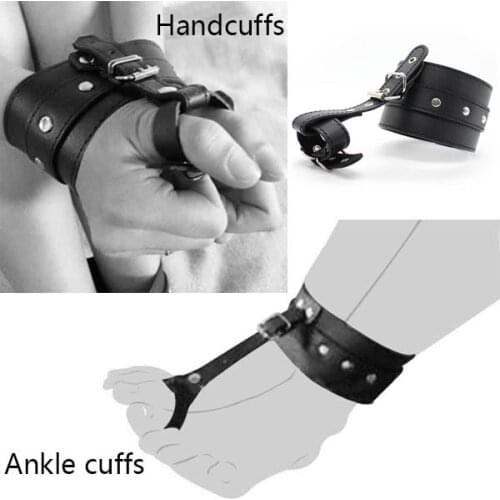 Sex Slave Leather Hand Wrist To Thumb Cuff Bondage Belts Ankle To Toe Hogtie Strap BDSM Restraint Handcuffs Strap Couple Sex Toy