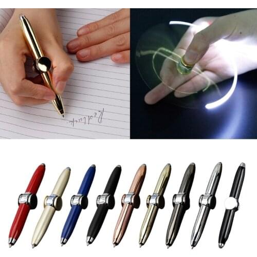 77HD Fingertip Ballpoint Pen Multi Function Rotating Luminous Pen Creative LED Decompression Toy Fidget Toy Colorful Spinner