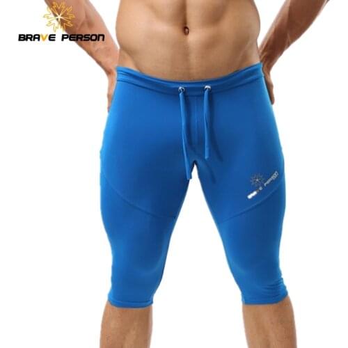 BRAVE PERSON Shorts Men Elastic Tight Beach Board Shorts Knee-length Beach Wear Mens Trunks Shorts Multiple Uses B2221