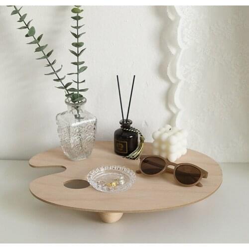 CuteLife Nordic Palette Wooden Storage Tray Kitchen Home Decoration Accessories Table Tray Cup Perfume Makeup Organizer Shelf
