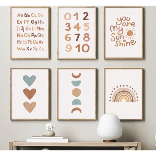 Sunshine Love Number Letter ABC Nordic Posters And Prints Wall Art Canvas Painting Wall Pictures For Kids Bedroom Home Decor