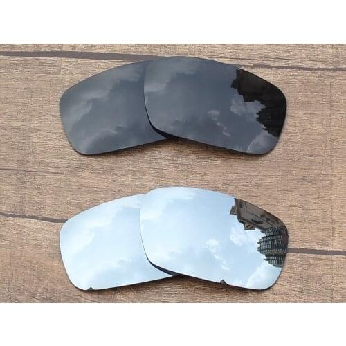 Vonxyz 2 Pairs Stealth Black & Chrome Mirror Polycarbonate Replacement Lenses for-Oakley Crankshaft Frame