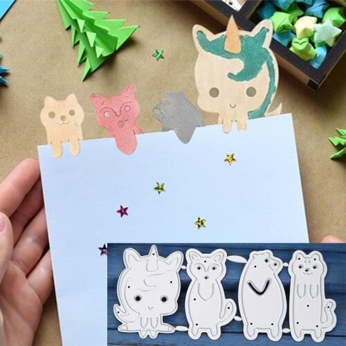 Bookmarks Unicorn Cat Fox Bear Metal Cutting Dies Mold Scrapbook Craft Mold Template Embossing Paper Mold Making New