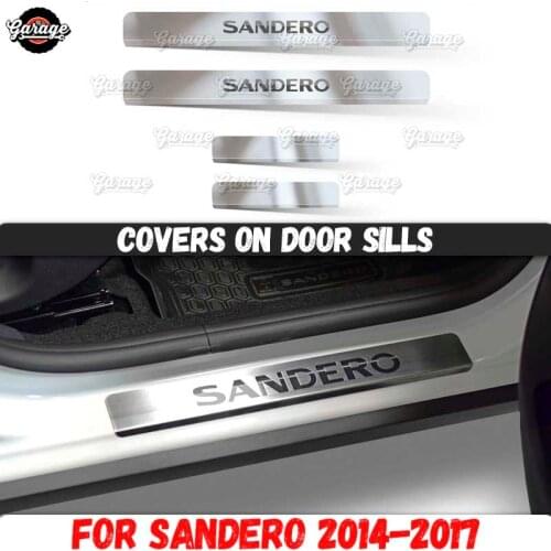 Guard covers on door sills for Renault Sandero / Stepway 2014-2017 Stainless steel accessories interior molding scratches car