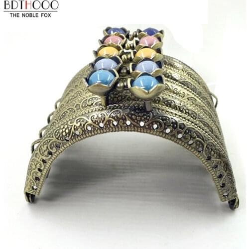 10pcs 8.5cm Metal Frames Lotus Flower Head Purse Frames Kiss Clasp Clutch Bags Part Diy Metal Clasps Coin Purse Frames Handle