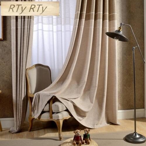 Japan Style Grey/Coffee Jacquard Thick Faux Linen Curtains for Living Room Window Curtains for Bedroom Modern Curtains for Kids