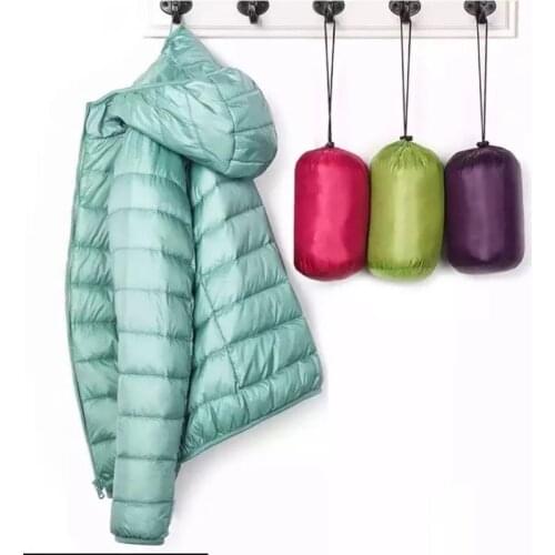 New Spring Autumn Women Solid Thin Hooded 90% White Duck Down Jacket Fashion Slim Down Coat